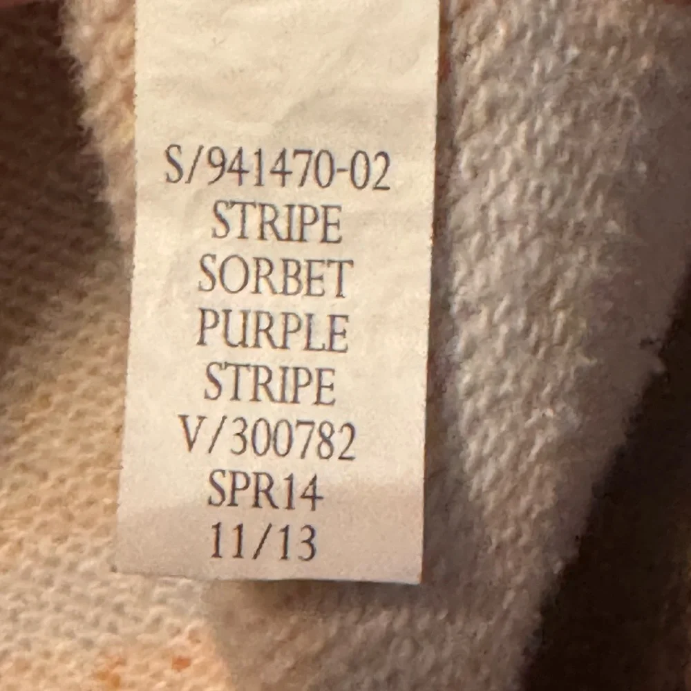 Gap Terry Cloth‎ Crew Neck Peach and Purple Stripe Sweatshirt size Large